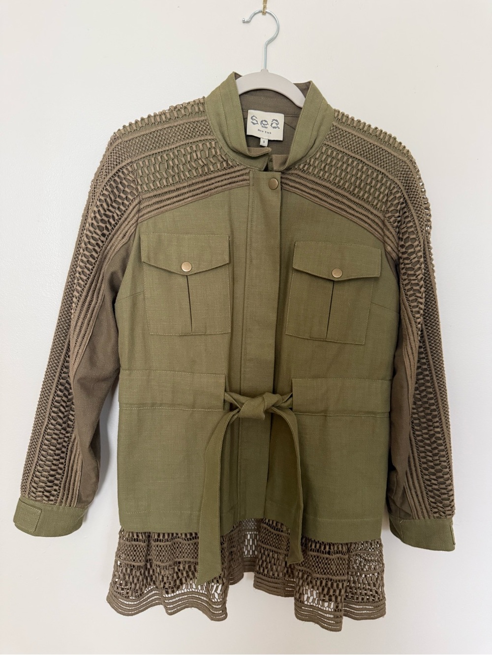 Sea New York Olive Crochet-Trim Utility Jacket